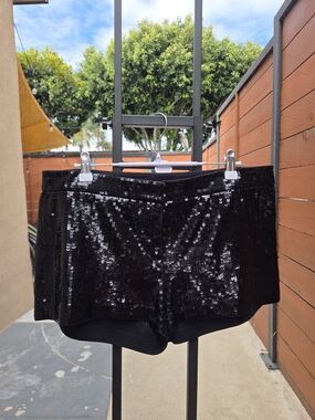 Express Black Sequin Short Shorts (10)